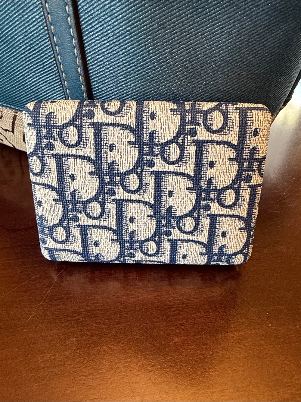 Dior Navy and Beige Oblique compact double mirror